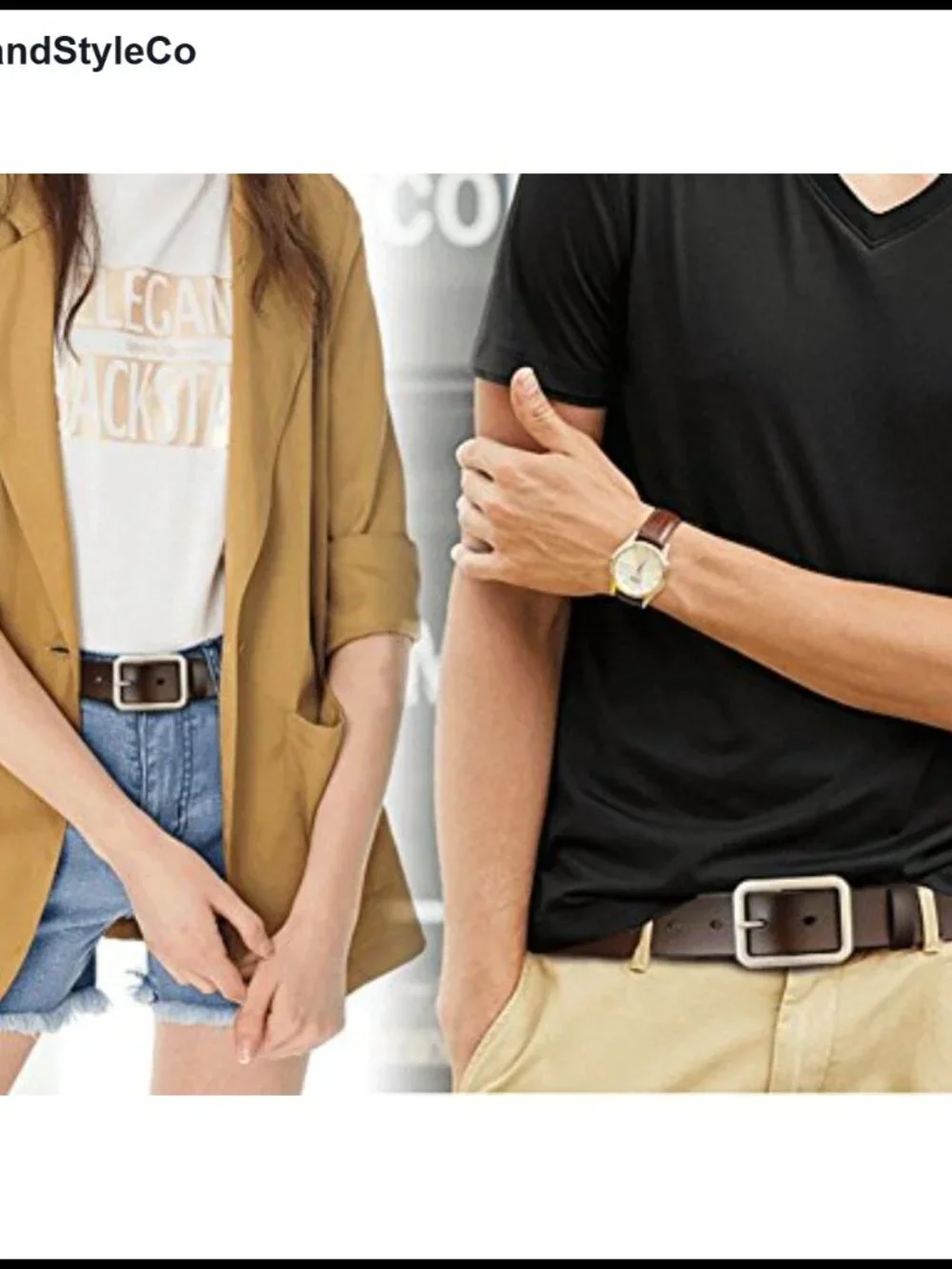 Genuine Leather Belt for Women with Removable Buckle